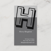 H Letter Alphabet Business Card Grey
