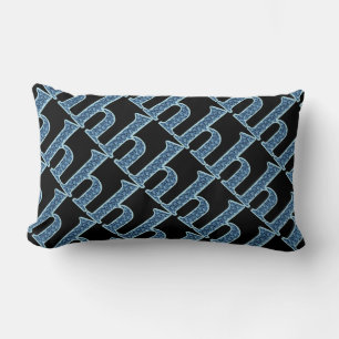 h Letter monogram customize name pattern shape Lumbar Pillow