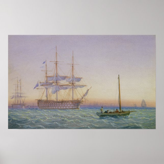 H.M. Frigates at Anchor Poster (Front)