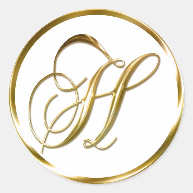 H Monogram Faux Gold Envelope Or Favour Seal (Front)
