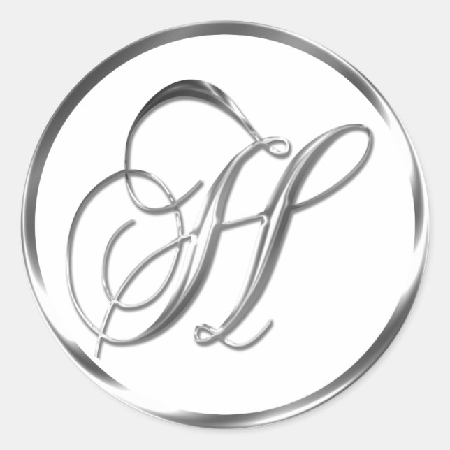 H Monogram Faux Silver Envelope Or Favour Seal (Front)