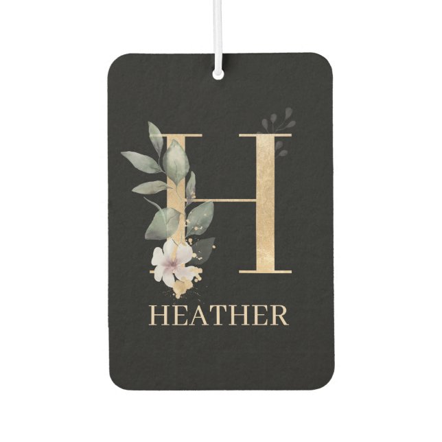 H Monogram Floral Personalized Air Freshener (Front)
