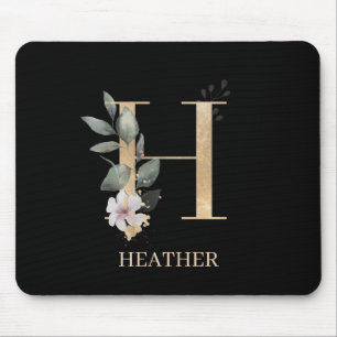 H Monogram Floral Personalized Mouse Pad