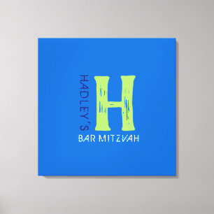 H Monogram Initial Bar Bat Mitzvah Sign-In Board Canvas Print