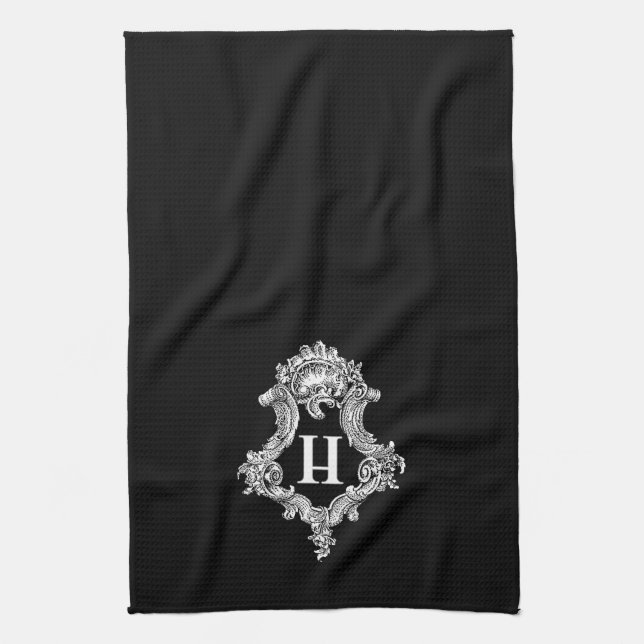 H Monogram Initial Kitchen Towel (Vertical)