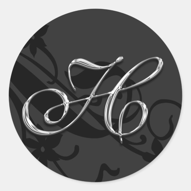 H Monogram Letter Wedding Envelope Seal Sticker (Front)