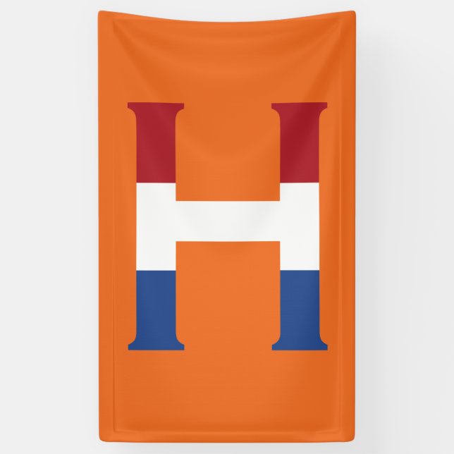 H Monogram overlaid on NLD flag on or bnrcnt Banner (Vertical)