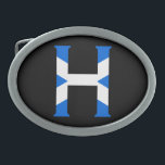 H Monogram overlaid on Scottish Flag bbcnt Belt Buckle<br><div class="desc">H Monogram overlaid on Scottish Flag Belt Buckle

Design © Trinkets and Things 2017 - AHP Design. All Rights Reserved.

030417</div>