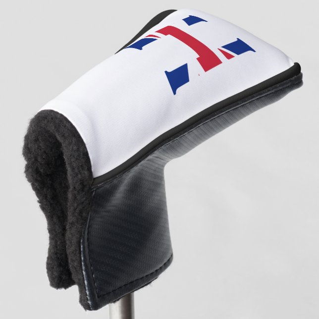 H Monogram overlaid on Union Jack Flag pccn Golf Head Cover (3/4 Front)