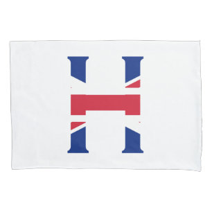 H Monogram overlaid on Union Jack Flag pccnt Pillowcase