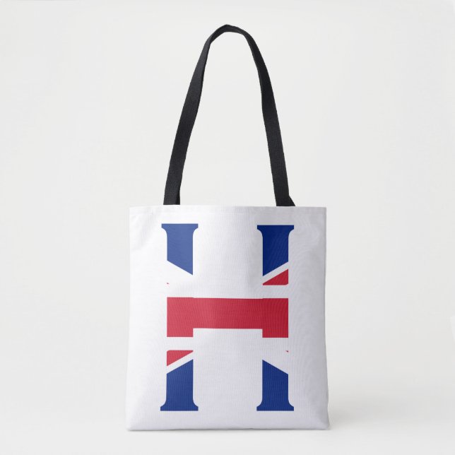H Monogram overlaid on Union Jack Flag stcnt Tote Bag (Front)