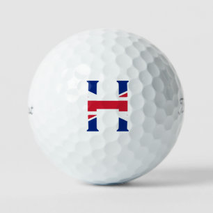 H Monogram overlaid on Union Jack Flag tpv1 gbcnt Golf Balls
