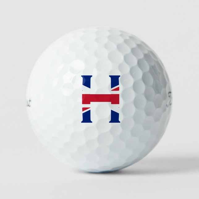 H Monogram overlaid on Union Jack Flag tpv1 gbcnt Golf Balls (Front)