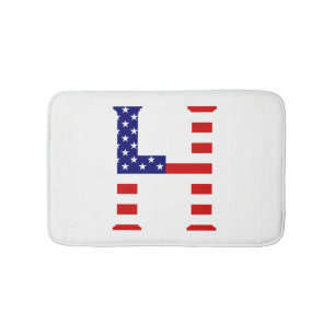 H Monogram overlaid on USA Flag bmcnt Bath Mat