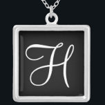 H Monogram Square Custom Pendant Necklace<br><div class="desc">H Monogram Square Custom Pendant Necklace.</div>