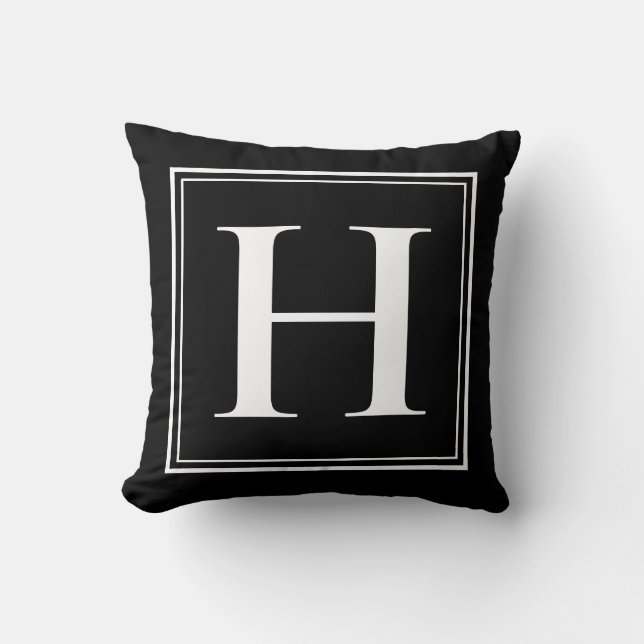 H Monogram Template Elegant Modern Black White Throw Pillow (Front)