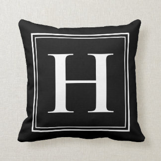 H Monogram Template Elegant Modern Black White Throw Pillow