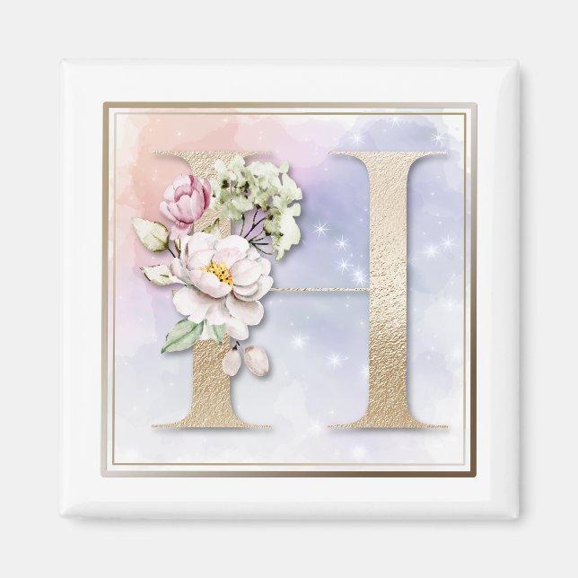 H Monogramme Bourgogne Magnet floral (Devant)