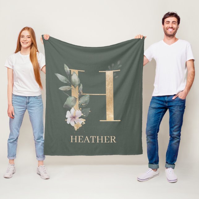 H Monogramme Floral Couverture en polaire personna (En situation)