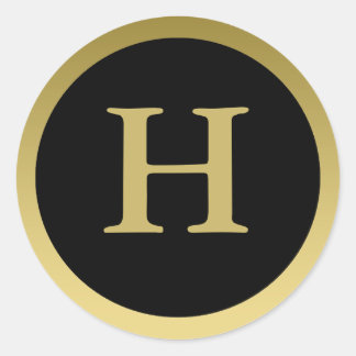 H :: Monogramme H Élégant Sticker Or et Noir