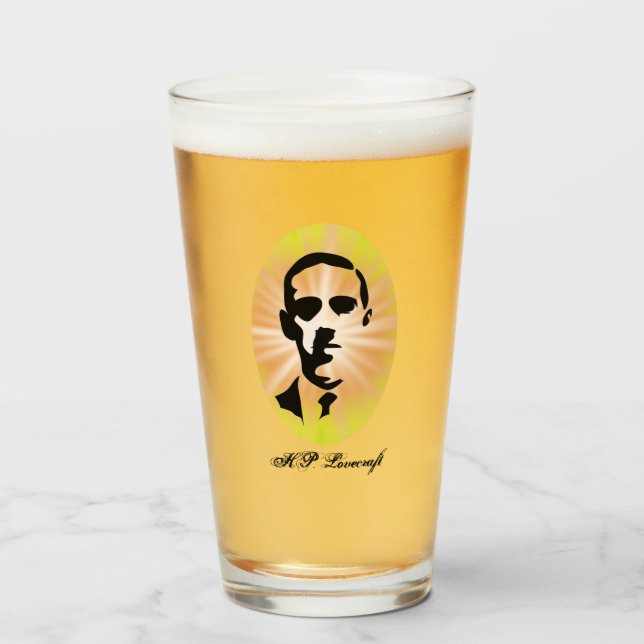 H. P. Lovecraft Cameo Pint Glass (Front Filled)