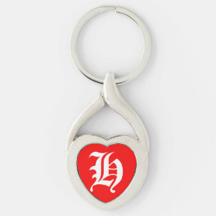 "H" Red Heart Keychain