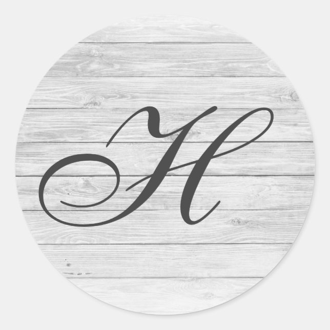 (H) Rustic Wood Monogram | Monogram Shop Classic Round Sticker (Front)