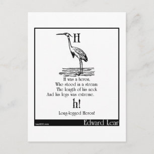 H was a heron postcard