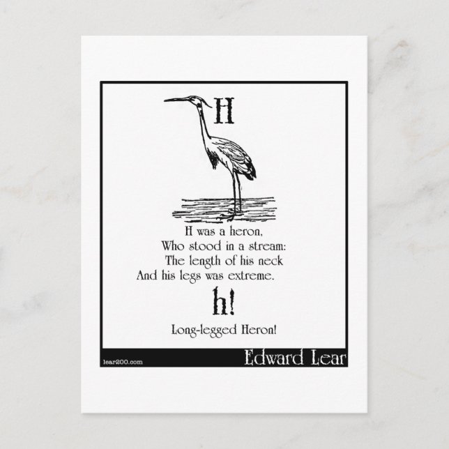 H was a heron postcard (Front)