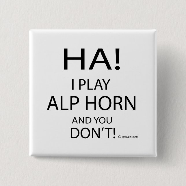 Ha Alp Horn 2 Inch Square Button (Front)