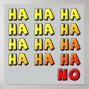 Ha Ha Ha No Funny Poster Sign