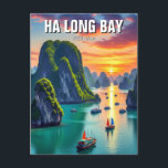Ha Long Bay Vietnam Sunset Postcard<br><div class="desc">Hạ Long Bay, located in northern Vietnam, is one of the country’s most breathtaking natural wonders. Recognized as a UNESCO World Heritage Site, the bay is famous for its emerald-green waters and thousands of limestone islands, which rise dramatically from the sea. These karst formations, shaped by millions of years of...</div>