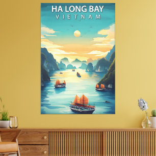 Ha Long Bay – Vintage Travel Poster of Vietnam’s M Canvas Print
