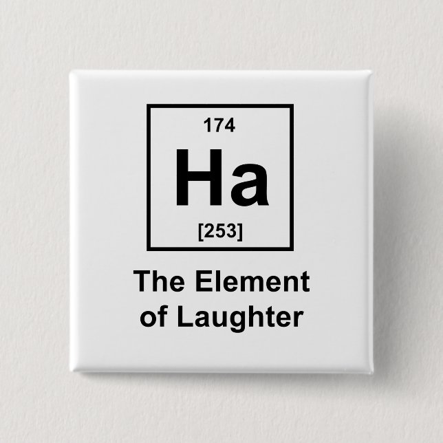Ha, The Element of Laughter 2 Inch Square Button (Front)