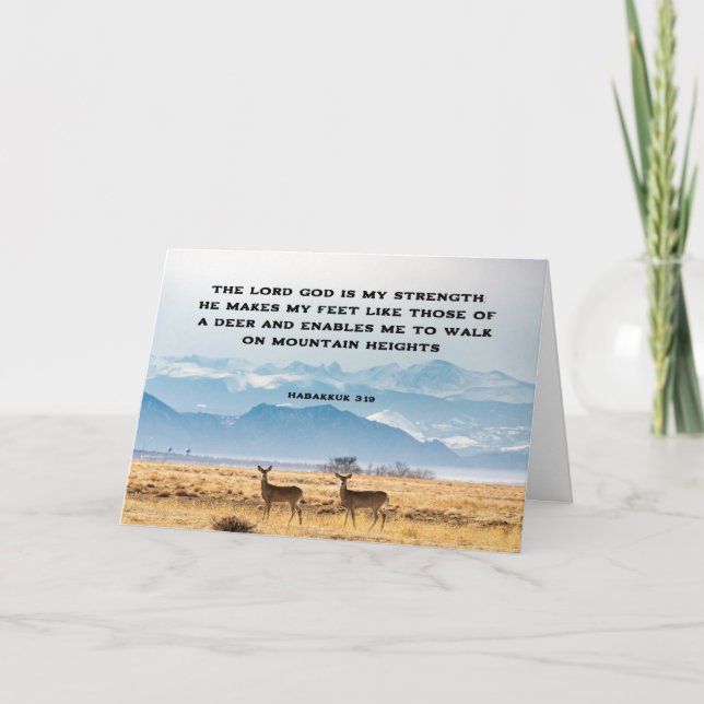 Habakkuk 3:19 The LORD God is my STRENGTH Bible  Card (Front)