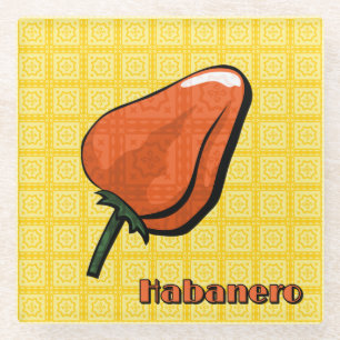 Habanero Chili Pepper Glass Coaster