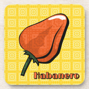 Habanero Chili Pepper Plastic Coaster