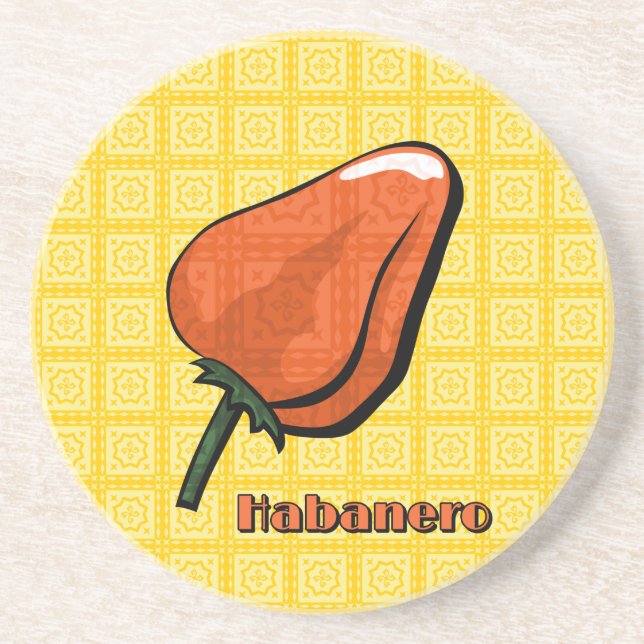 Habanero Chili Pepper Sandstone Coaster (Front)