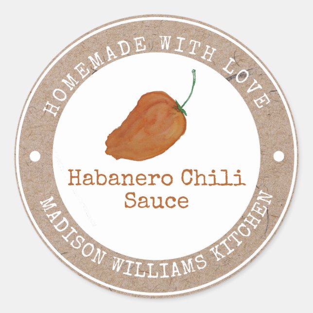 Habanero Chili Sauce Homemade | Orange Chili Classic Round Sticker (Front)