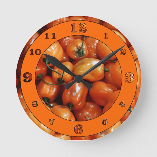 Habanero Chilies Numbered Round Clock (Front)