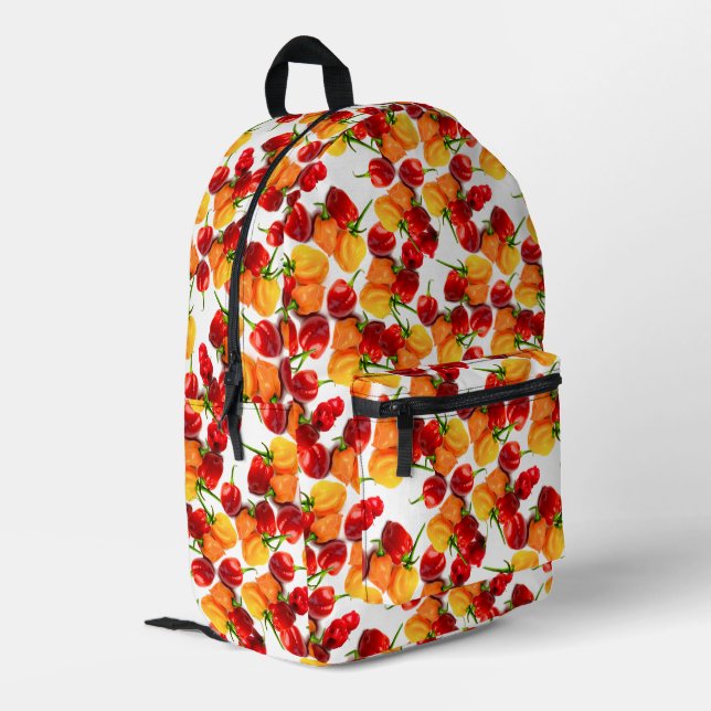 Habanero Chilies Red Peppers Orange Hot Food Printed Backpack (Back Corner Left)