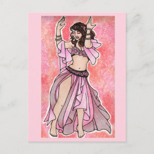 Habibi pink belly dancer poster postcard