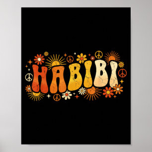 Habibi Retro 70s Tygraphy Vintage Flower Hipe Arab Poster