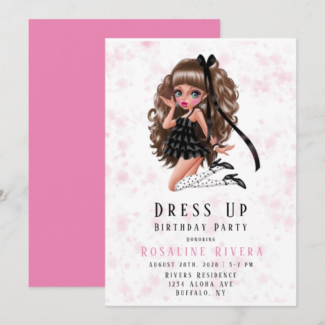 Habille Preteen Girl Birthday Party Invitation (Devant / Derrière)