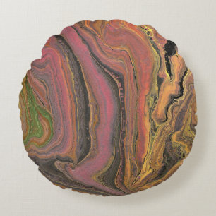 Habit of Lovin 1 Earth Tone Abstract Round Pillow