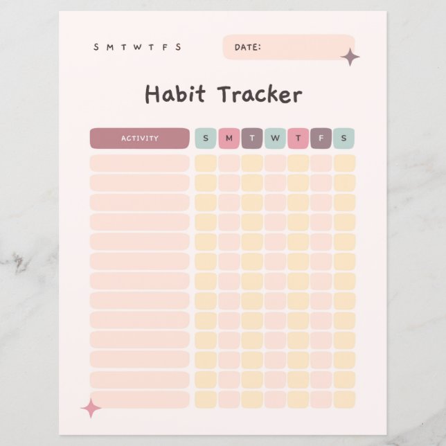 Habit Tracker Daily Checklist for Activities (Front)