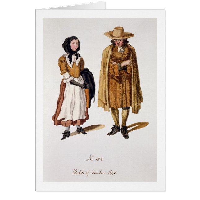 Habits of Quakers, 1675 (coloured engraving) (Front)