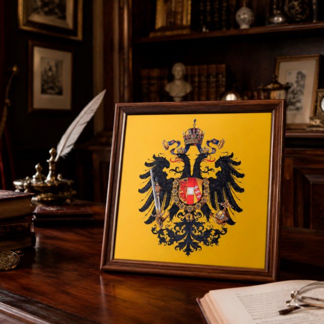 Habsburg Double-Headed Eagle Heritage Tile (Austrian coat of arms tile with timeless European study décor.)