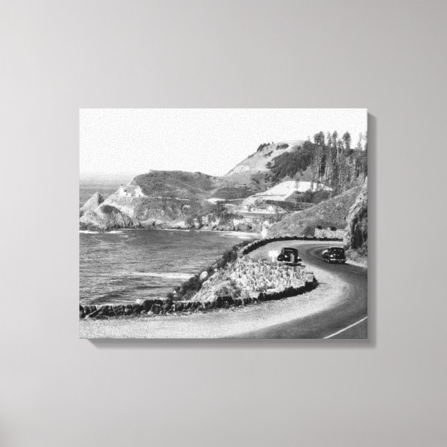 Hacenta Head Lighthouse and Oregon Coast Highway Canvas Print (Front)