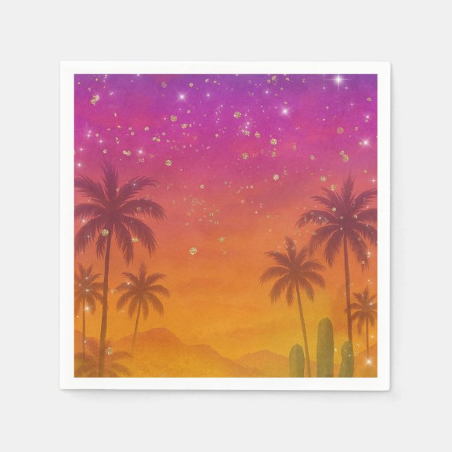 Hacienda Sunset Vibrant Fiesta Quinceañera  Napkin (Front)
